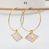 Gold Pyramid Rose Quartz Dangle Earrings/Hoop Earring/Pendant Necklace, Healing Crystal Boho Jewelry G1004-E