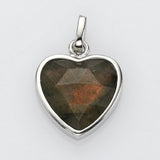 Silver Plated Gemstone Heart Pendants, Moonstone Labradorite Copper Turquoise Jewelry Pendant ZS0506