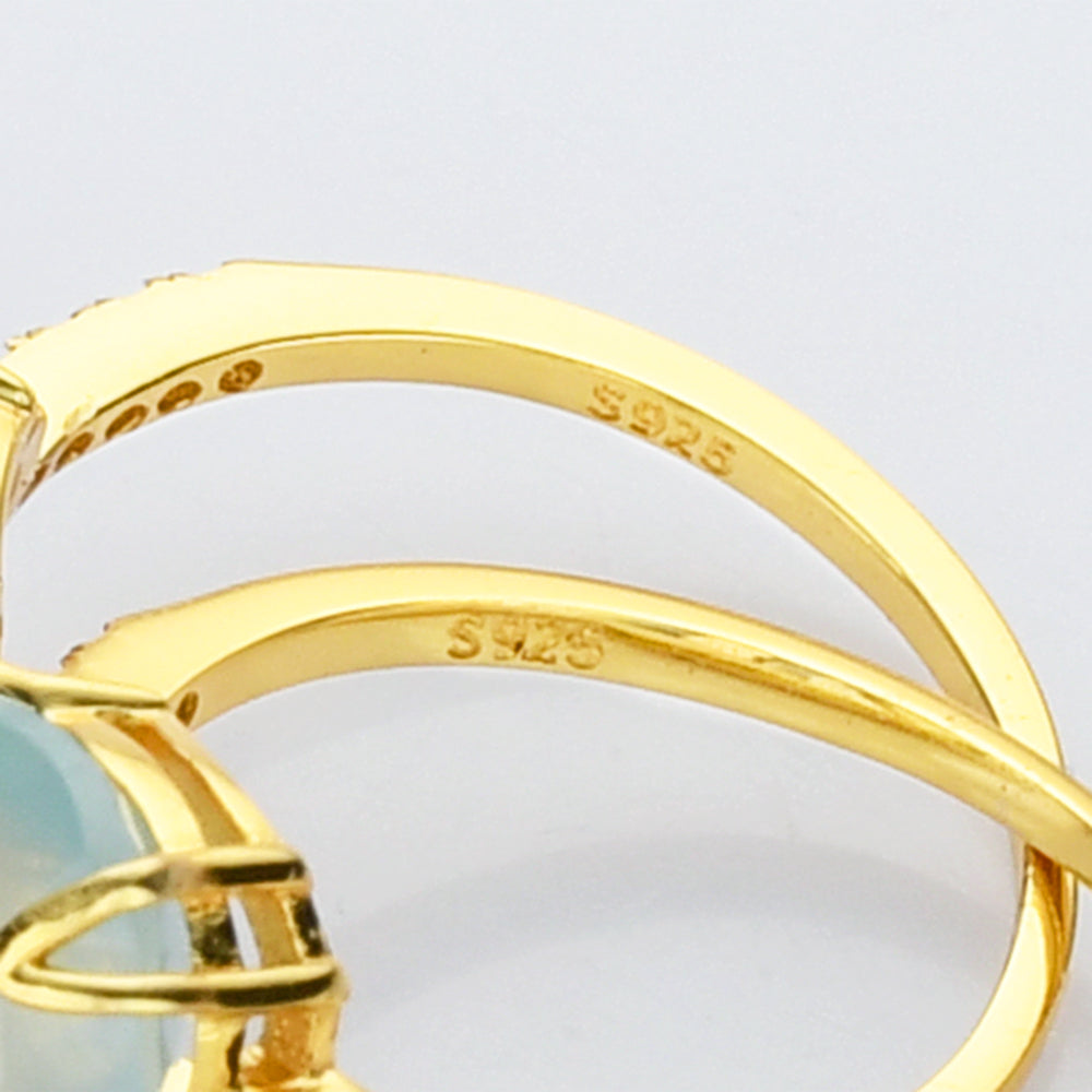 Teardrop Gold Multi Gemstone CZ Ring, Faceted Birthstone Ring, Healing Crystal Stone Ring, Simple Fashion Jewelry For Women SS257