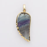 Gold Wing Gemstone Pendant Bead, Amethyts Fluorite Labradorite Jewelry Pendant WX2238
