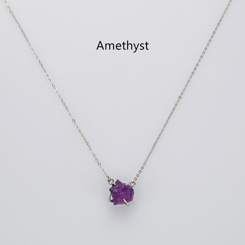 Amethyst necklace, Sterling Silver Claw Raw Gemstone Necklae, Birthstone Necklace, Crystal Quartz Necklace, Boho Jewlery, Gift For Women, Healing Jewelry