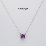 15.5" Sterling Silver Claw Raw Gemstone Necklace, Birthstone Necklace, Healing Crystal Stone Jewelry SS258NS