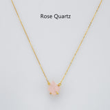 15.5" Gold Claw Raw Gemstone Necklace, S925 Sterling Silver Chain, Birthstone Necklace, Healing Crystal Stone Jewelry SS258NG