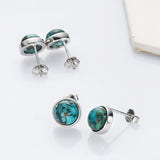 S925 Sterling Silver Bezel Round Polished Gemstone Stud Earrings, Birthstone Jewelry SS262