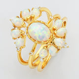 3 pcs/set of 925 Sterling Silver Gold White Opal CZ Ring Jewelry SS272-3