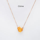 15.5" Rose Gold Claw Raw Gemstone Necklace, Birthstone Necklace, Healing Crystal Stone Jewelry SS258NR
