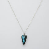 Long Heart Silver Gemstone Pendants, Faceted Moonstone Labradorite Copper Turquoise, Making Jewelry Pendant ZS0507