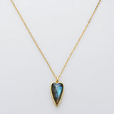 Long Heart Gold Faceted Gemstone Pendants, Moonstone Labradorite Copper Turquoise Pendant Jewelry Making ZG0507