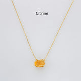 15.5" Gold Claw Raw Gemstone Necklace, S925 Sterling Silver Chain, Birthstone Necklace, Healing Crystal Stone Jewelry SS258NG