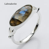 Silver Plated Oval Birthstone Ring Gemstone Faceted Ring, Healing Boho Crystal Jewlery Ring ZS0509