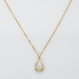 Gold Plated Teardrop Gemstone Pendant, Faceted Pear Crystal Stone Charm, Making Jewelry Craft ZG0508