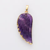 Gold Wing Gemstone Pendant Bead, Amethyts Fluorite Labradorite Jewelry Pendant WX2238