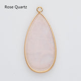 Teardrop Gold Multi Gemstone Pendant Bead, Amethyst Jasper Stone Charm, Wholesale Supply WX2216