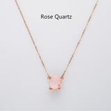 15.5" Rose Gold Claw Raw Gemstone Necklace, Birthstone Necklace, Healing Crystal Stone Jewelry SS258NR