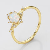 925 Sterling Silver Claw Opal Ring in Gold Plated, CZ Micro Pave, Teardrop Fire Opal Jewelry SS264RG