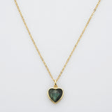 Gold Faceted Gemstone Heart Charms & Pendants, Moonstone Labradorite Copper Turquoise Jewelry Pendant ZG0506