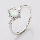 925 Sterling Silver Teardrop Opal Statement Rings, CZ Micro Pave Jewelry SS266