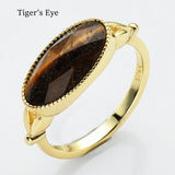 Gold Plated Oval Birthstone Gemstone Faceted Ring, Healing Boho Crystal Jewlery ZG0509