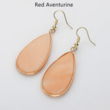 Teardrop Gold Gemstone Earrings, Amethyst Rose Quartz Lapis Jasper Stone Drop Earring WX2217