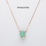 15.5" Rose Gold Claw Raw Gemstone Necklace, Birthstone Necklace, Healing Crystal Stone Jewelry SS258NR