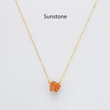 15.5" Gold Claw Raw Gemstone Necklace, S925 Sterling Silver Chain, Birthstone Necklace, Healing Crystal Stone Jewelry SS258NG