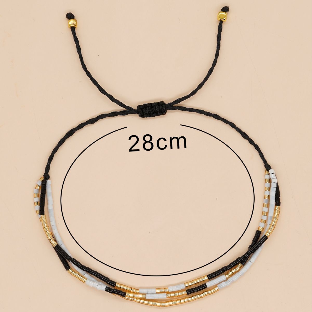Bohemian 3-Layers Black Miyuki Beads Bracelet, Adjustable, Handmade Friendship Boho Summer Jewelry AL698