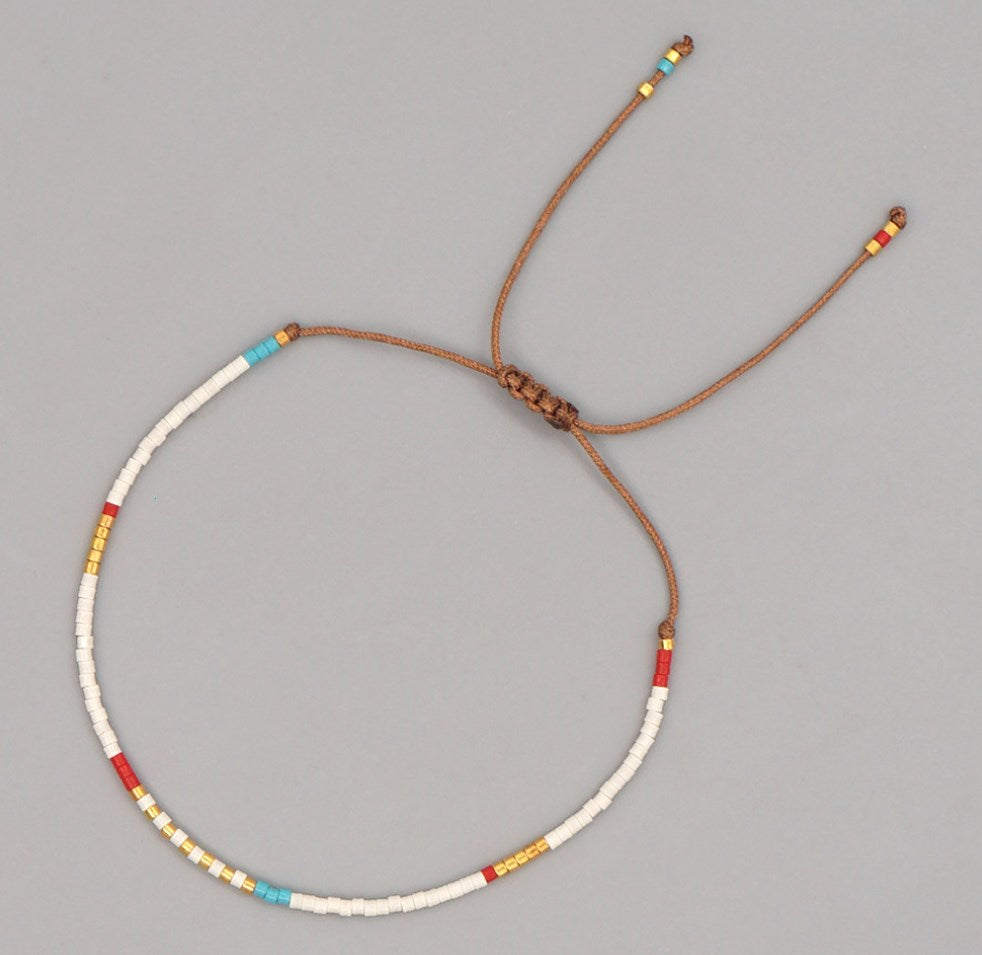 Bohemian Skinny Miyuki Beads Bracelet, Adjustable, Handmade Friendship Boho Summer Jewelry AL700