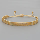 Bohemian 3-Row Wide White Miyuki Beads Rap Bracelet, Adjustable, Handmade Boho Summer Beach Jewelry  AL701