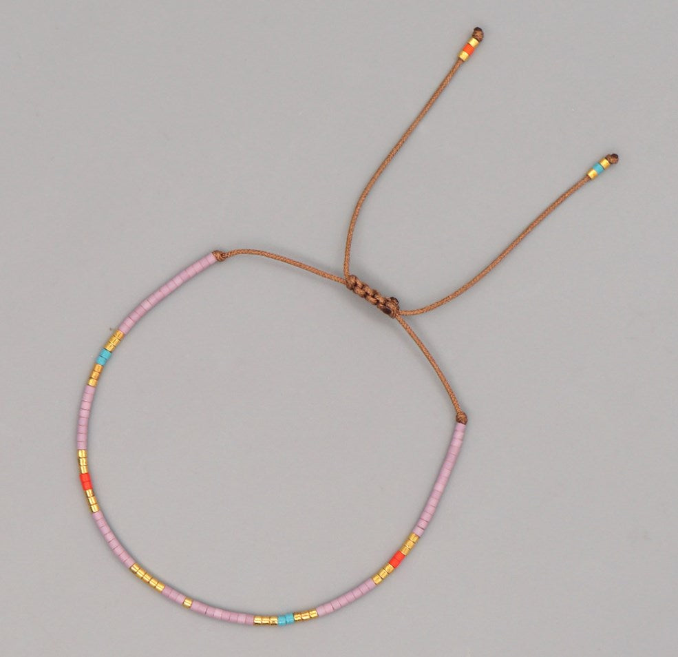 Bohemian Skinny Miyuki Beads Bracelet, Adjustable, Handmade Friendship Boho Summer Jewelry AL700