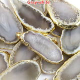Gold Electroplated Onyx Agate Pendants, Gemstone Drusy Slice Pendant Bead G0092