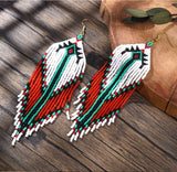 Bohemian Long Tassel Rainbow Miyuki Beads Dangle Earrings, Drop Earrings, Handmade Boho Summer Beach Jewelry AL1004