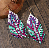 Bohemian Long Tassel Rainbow Miyuki Beads Dangle Earrings, Drop Earrings, Handmade Boho Summer Beach Jewelry AL1004