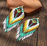 Bohemian Long Tassel Rainbow Miyuki Beads Dangle Earrings, Drop Earrings, Handmade Boho Summer Beach Jewelry AL1004