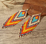 Bohemian Long Tassel Rainbow Miyuki Beads Dangle Earrings, Drop Earrings, Handmade Boho Summer Beach Jewelry AL1004
