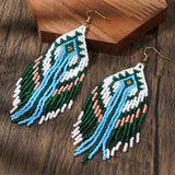 Bohemian Long Tassel Rainbow Miyuki Beads Dangle Earrings, Drop Earrings, Handmade Boho Summer Beach Jewelry AL1004