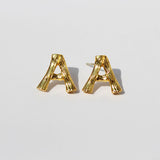 Gold Plated Letter Studs, 925 Sterling Post, Letter Bamboo Stud Earrings, Simple Fashion Jewelry AL1049
