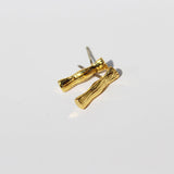 Gold Plated Letter Studs, 925 Sterling Post, Letter Bamboo Stud Earrings, Simple Fashion Jewelry AL1049