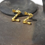 Gold Plated Letter Studs, 925 Sterling Post, Letter Bamboo Stud Earrings, Simple Fashion Jewelry AL1049