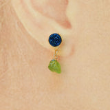 Raw Gemstone Titanium Druzy Crystal Earring Studs, Birthstones Earrings, Personalization Boho Jewelry Earrings AL1102