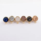 Raw Gemstone Titanium Druzy Crystal Earring Studs, Birthstones Earrings, Personalization Boho Jewelry Earrings AL1102