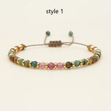Bohemian Gold Colorful Natural Stones Beaded Bracelet, Friendship Bracelet, Handmade Boho Summer Jewelry AL1113