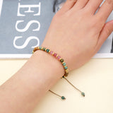 Bohemian Multi Natural Stones Beaded Gold Bracelet With Christmas Gift Card, Friendship Adjustable Bracelet, Handmade Boho Jewelry AL1114