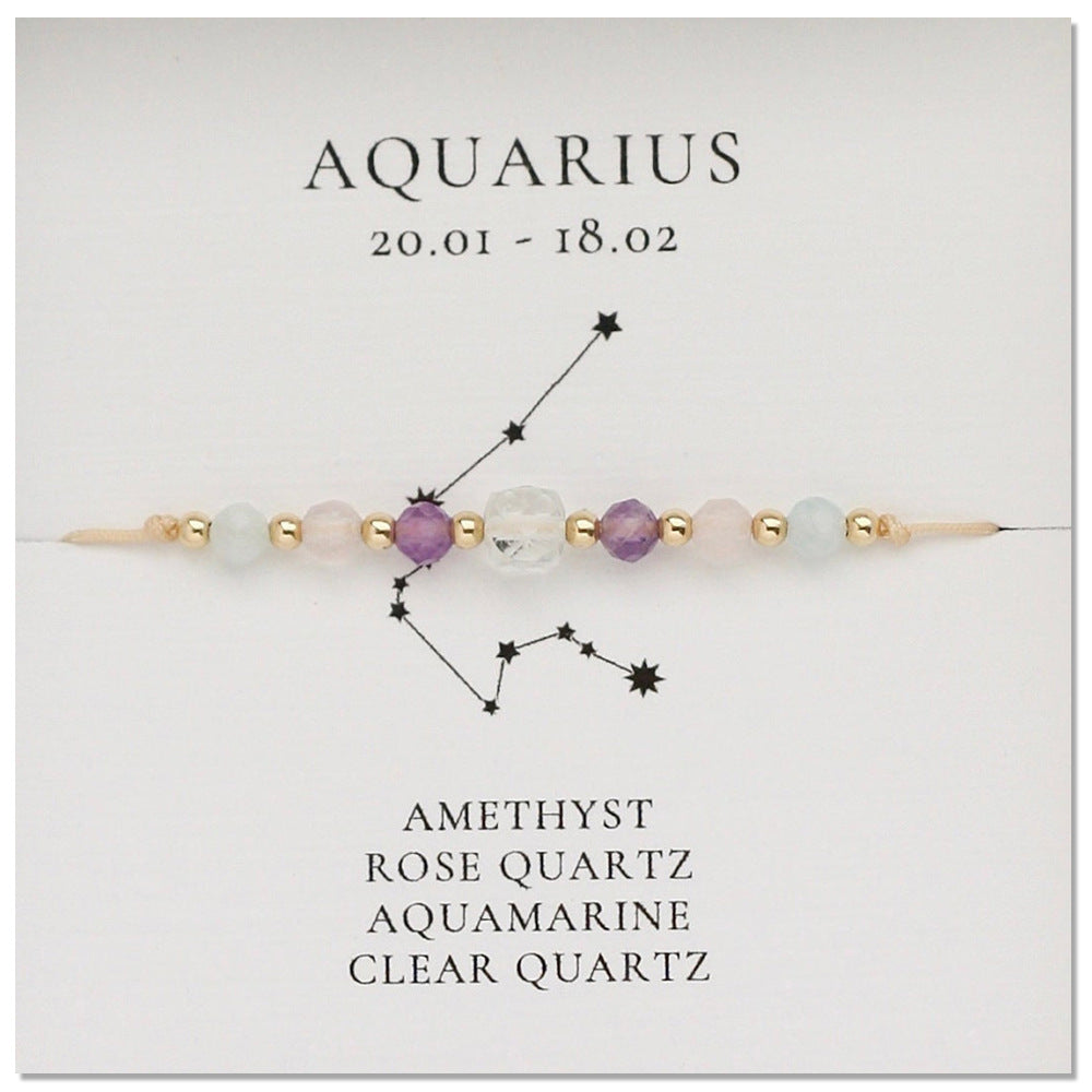 Bohemian Skinny Multi Natural Stones Beads Zodiac Bracelet, 12 Constellation Bracelet, Friendship Bracelet, Handmade Jewelry AL1116