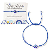 Minimalist Evil Eye Bracelet With Teacher Gift Card, Black and Red Cord, Adjustable, Hadmade Boho Bracelet AL1118