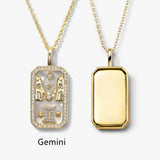 16" Gold Plated CZ Micro Pave Zodiac Pendant Necklace Zircon Necklace, 12 Constellation Necklace AL1136