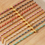 Bohemian Small Gold Copper Cross Bracelet, Rainbow Cotton Rope Couple Bracelet, Simple Casual Handmade Jewelry AL1150