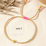 Bohemian Small Gold Copper Cross Bracelet, Rainbow Cotton Rope Couple Bracelet, Simple Casual Handmade Jewelry AL1150