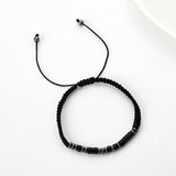 "I LOVE YOU" Natural Stone Morse Code Bracelet, Black Obsidian Hematite Beads, Handmade Men Father Son Bracelet AL1159