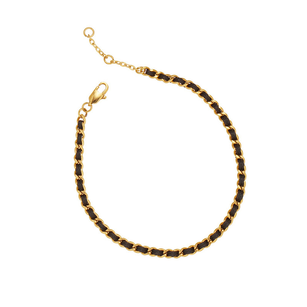 New Year Red String Bracelet, Skinny Titanium Steel Chain Good Luck Bracelet, Friendship Bracelet AL1177