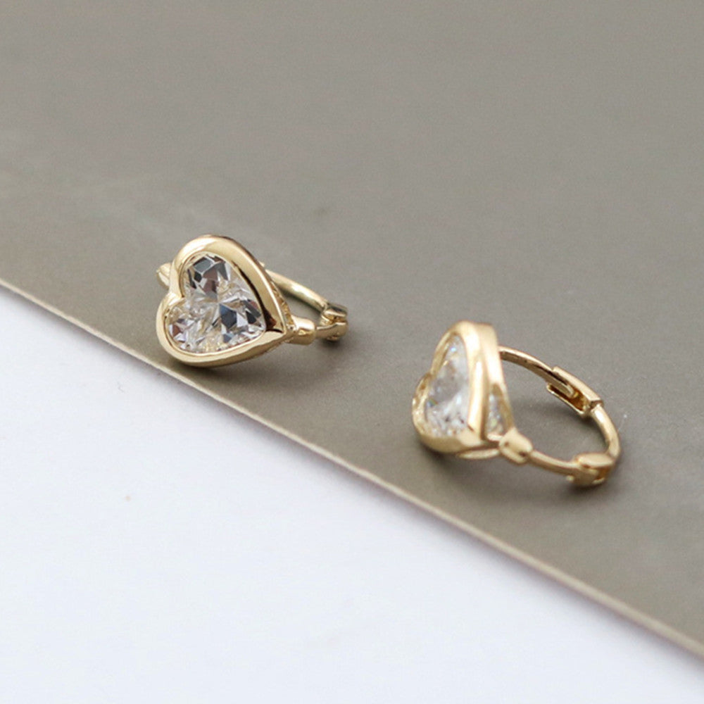 S925 Sterling Silver Single Zircon Heart Hoop Earrings CZ Earring, Fashion Earrings AL1184